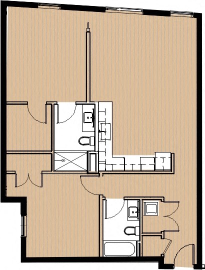 Floor plan for 2 beds, 1.8 baths